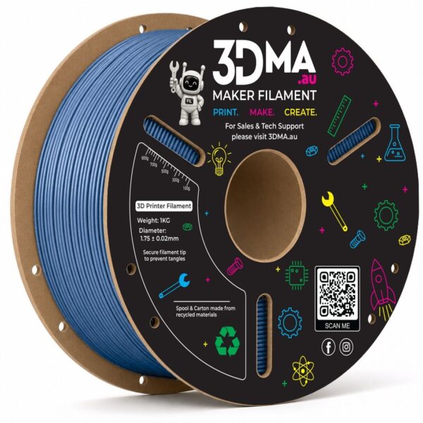 3DMA Alloy PLA Titanium Blue 3D printer filament spool