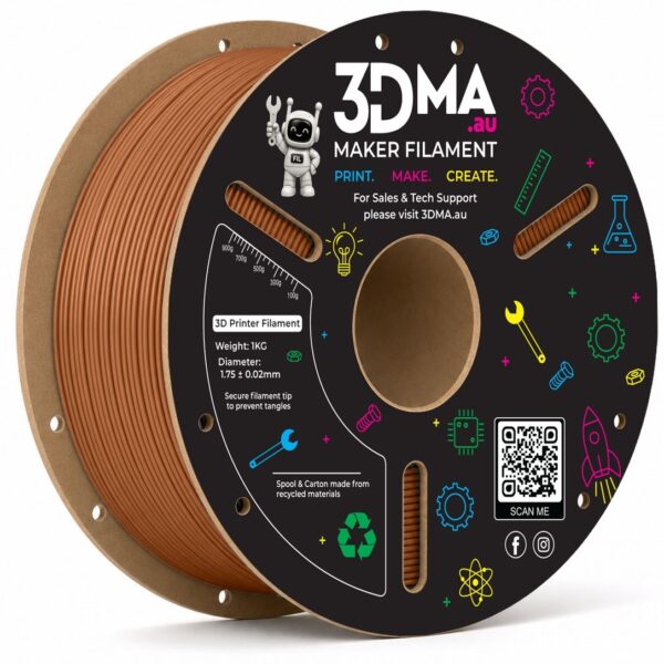 3DMA Core PLA Brown 3D printer filament spool
