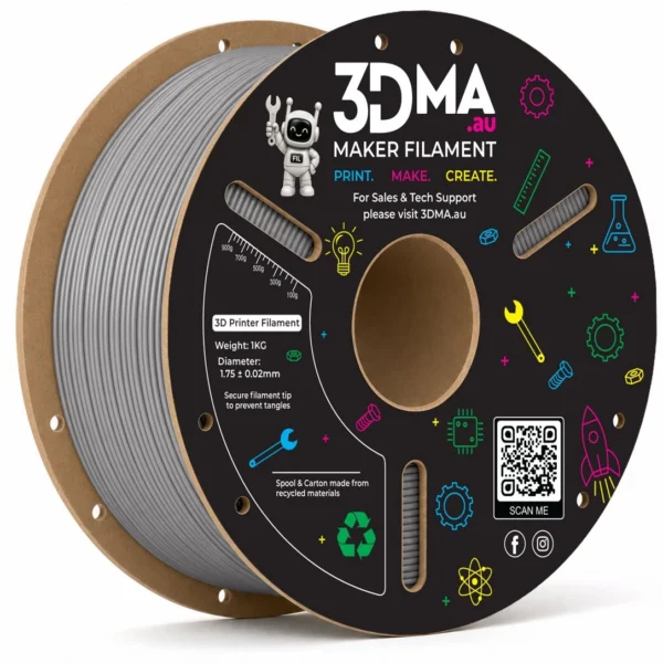 3DMA Core PLA Grey 3D printer filament spool