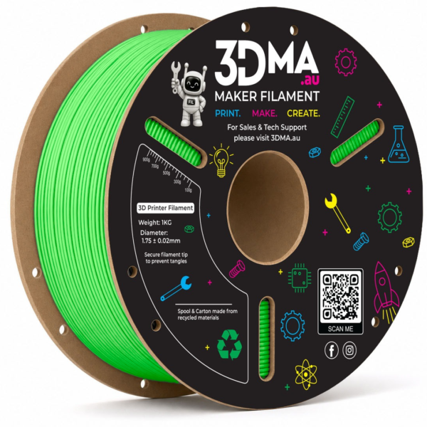 3DMA Core PLA Nitro Green 3D printer filament spool