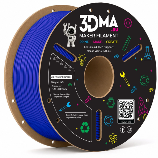 3DMA Core PLA Ocean Blue 3D printer filament spool
