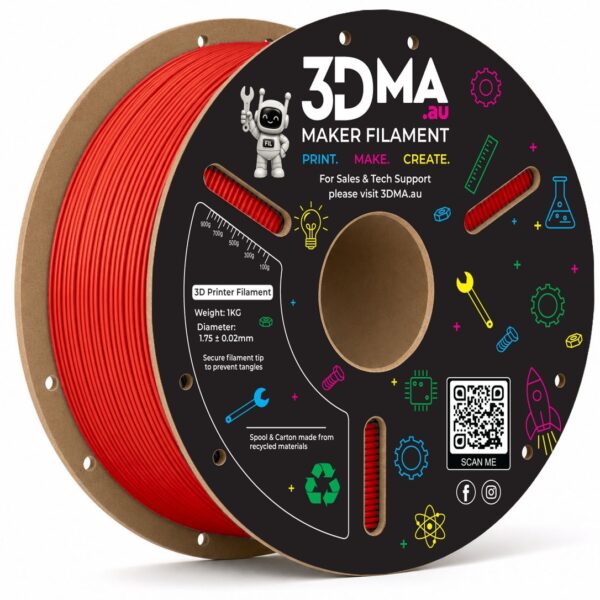 3DMA Core PLA Red 3D printer filament spool