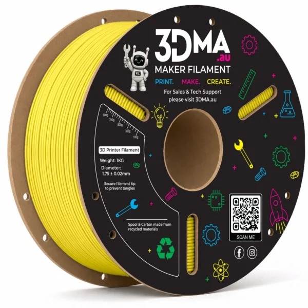 3DMA Core PLA Yellow 3D printer filament spool