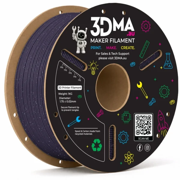 3DMA Glitter PLA Purple 3D printer filament spool