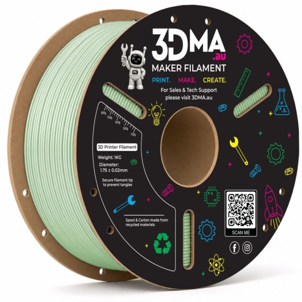 3DMA Luminous PLA Glow Green 3D printer filament spool