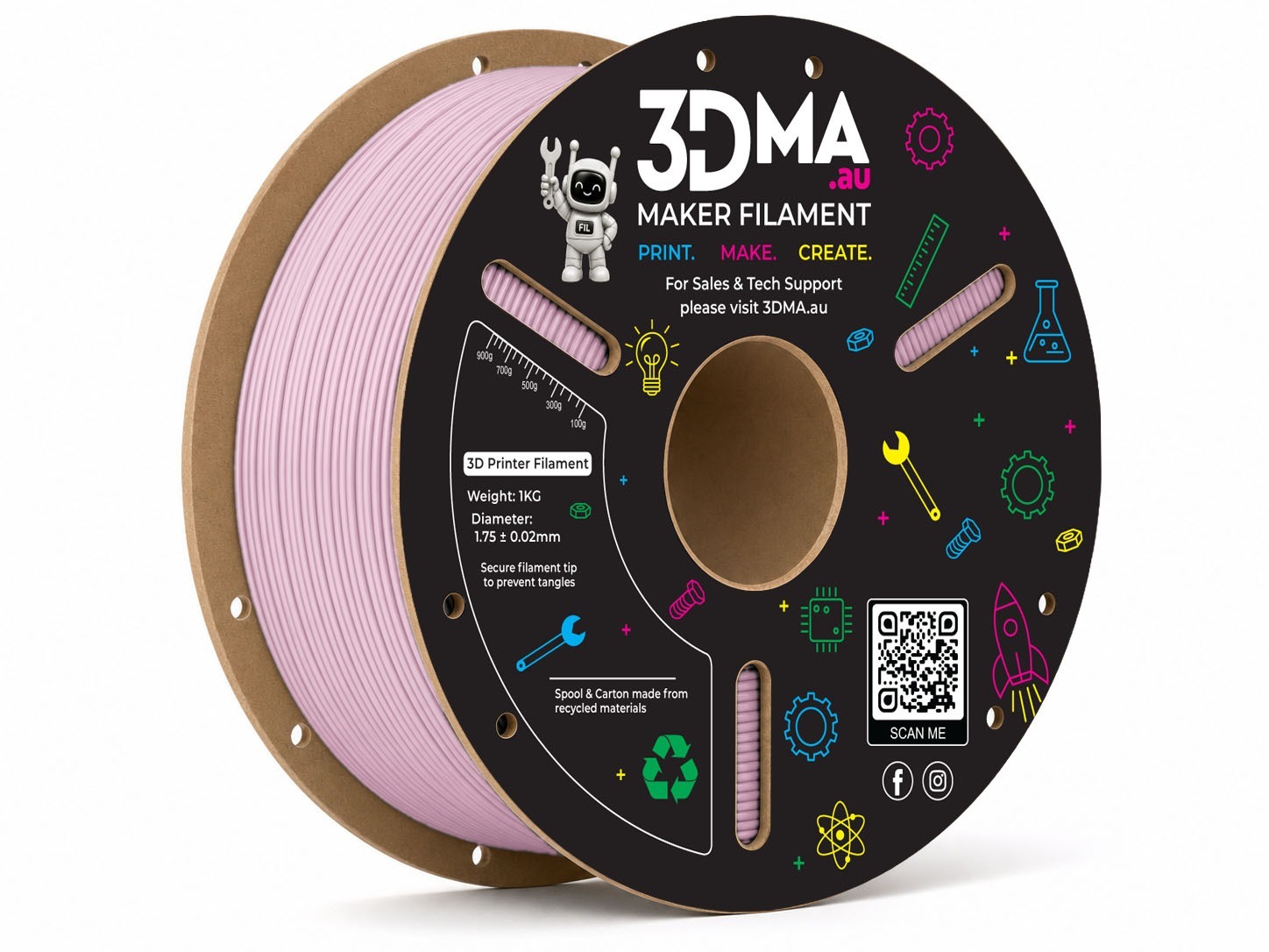 3DMA 3DMA - Matte PLA - Blossom Pink - 1.75 mm - 1000 g