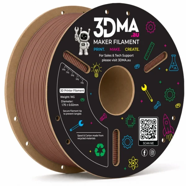 3DMA Matte PLA Espresso Brown 3D printer filament spool