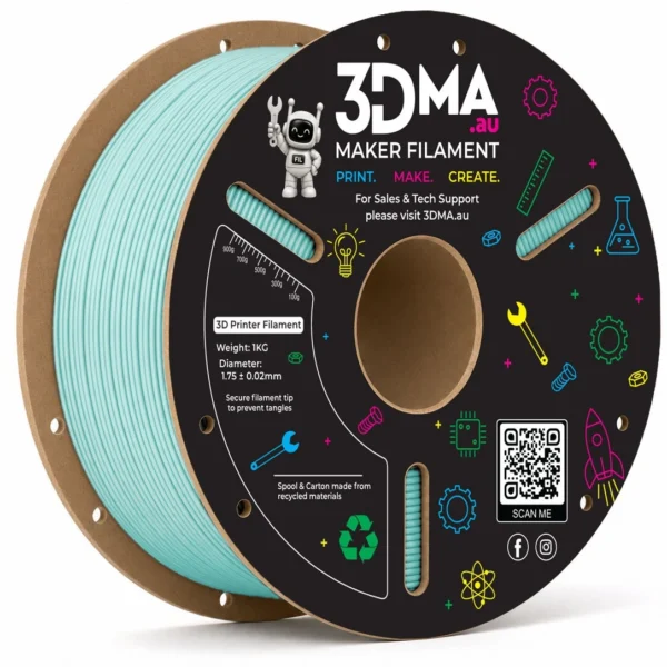 3DMA Matte PLA Eucalyptus Green 3D printer filament spool