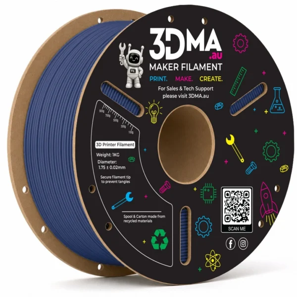 3DMA Matte PLA Indigo Blue 3D printer filament spool
