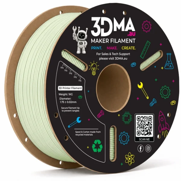 3DMA Matte PLA Lemongrass Green 3D printer filament spool