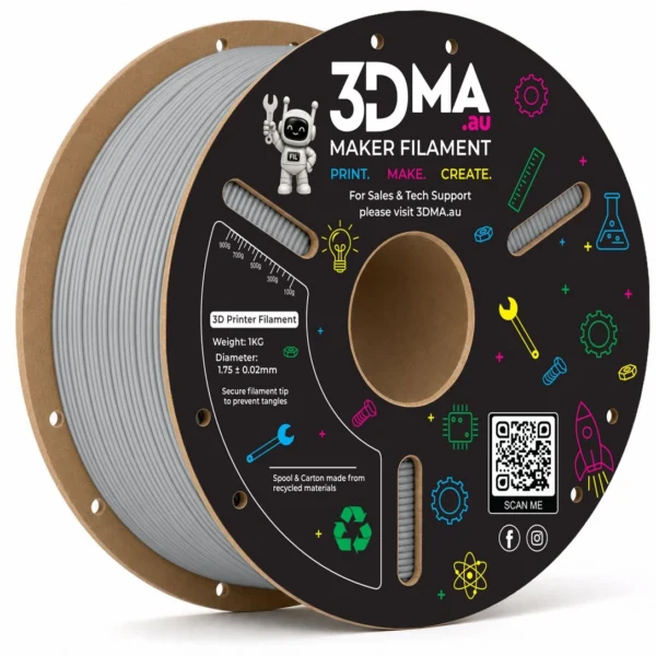 3DMA Matte PLA Pebble Grey 3D printer filament spool
