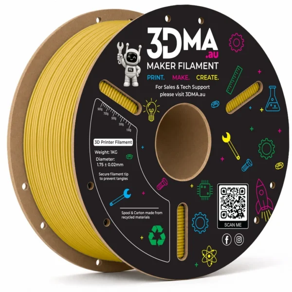 3DMA Matte PLA Wattle Yellow 3D printer filament spool