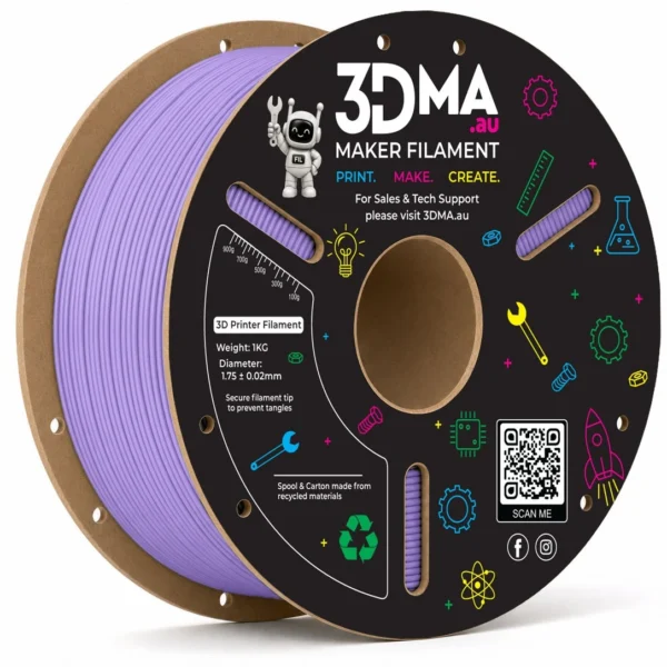 3DMA Matte PLA Wisteria Purple 3D printer filament spool