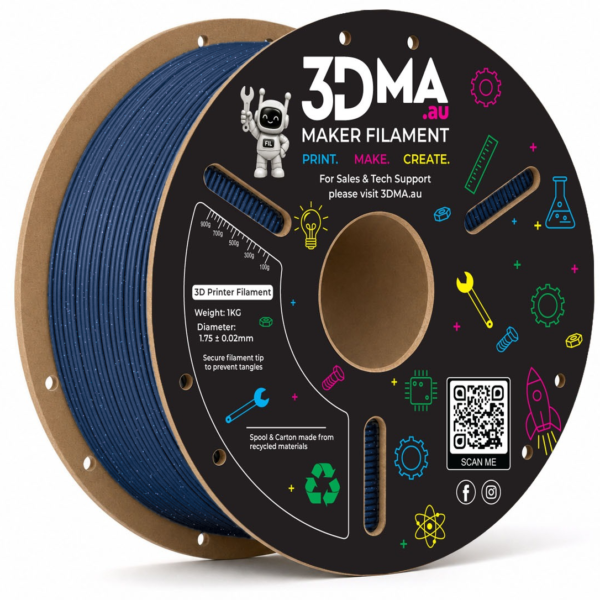 3DMA Nebula PLA Celestial Blue 3D printer filament spool