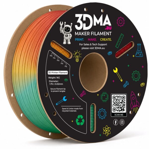 3DMA Rainbow-Silk PLA Tutti Frutti 3D printer filament spool