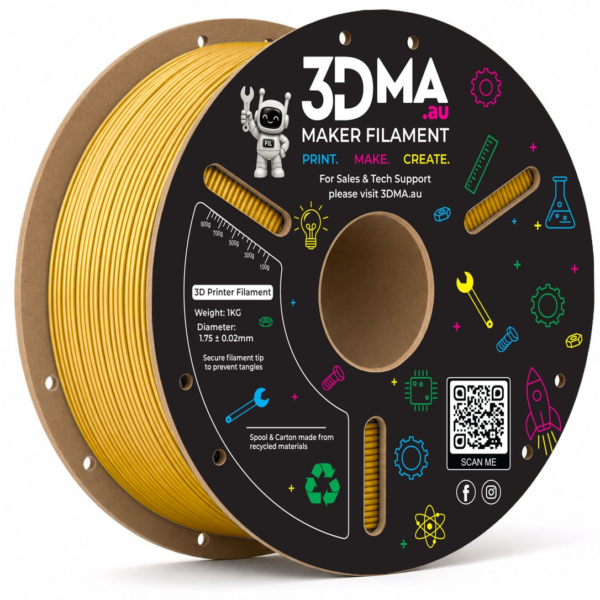 3DMA Silk PLA Imperial Gold 3D printer filament spool