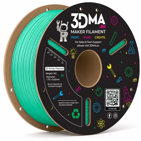 3DMA Translucent PLA+ Green 3D printer filament spool