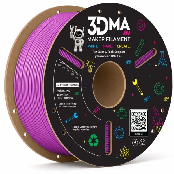3DMA Translucent PLA+ Purple 3D printer filament spool