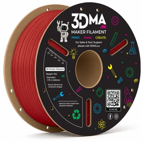3DMA Ultra ABS High Flow Red 3D printer filament spool