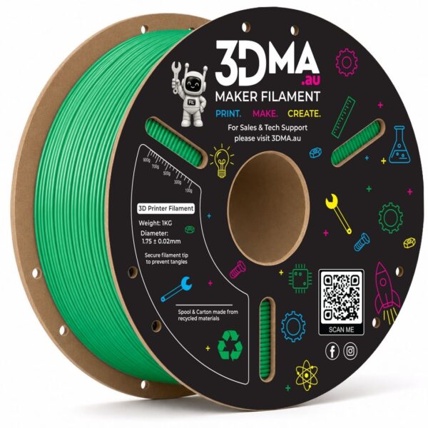 3DMA Ultra PETG High Flow Green 3D printer filament spool
