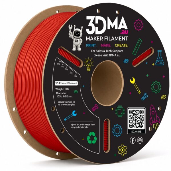 3DMA Ultra PETG High Flow Red 3D printer filament spool
