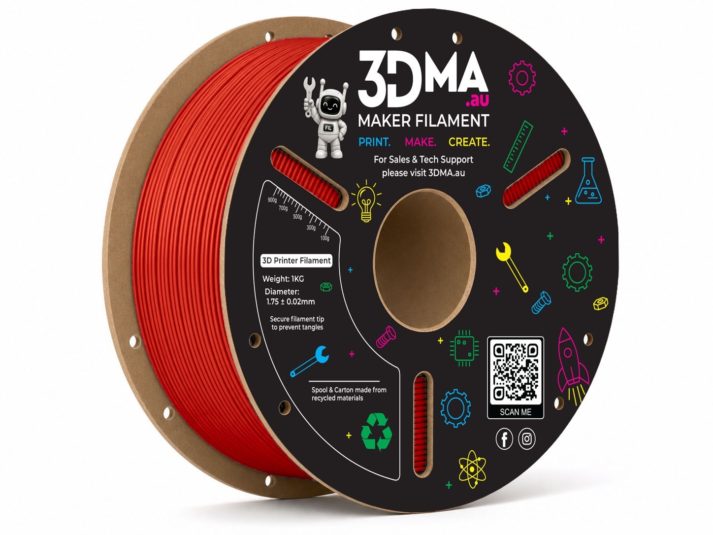 3DMA 3DMA - Ultra PETG High Flow - Red - 1.75 mm - 1000 g