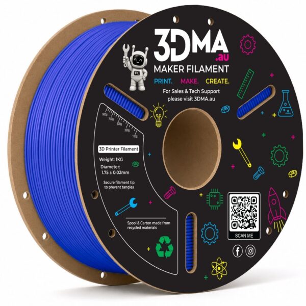 3DMA Ultra PLA+ High Flow Blue 3D printer filament spool