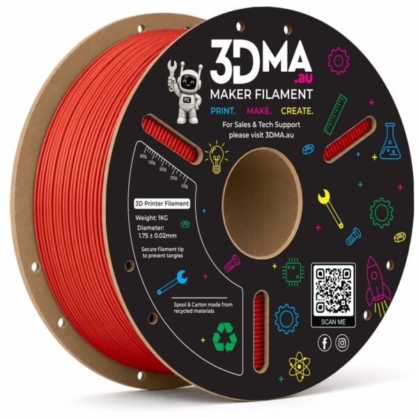 3DMA Ultra PLA+ High Flow Red 3D printer filament spool