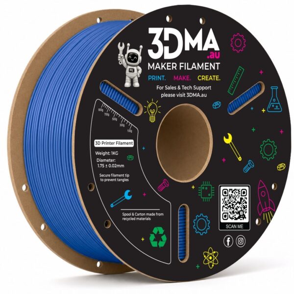 3DMA Ultra TPU-95A High Flow Blue 3D printer filament spool