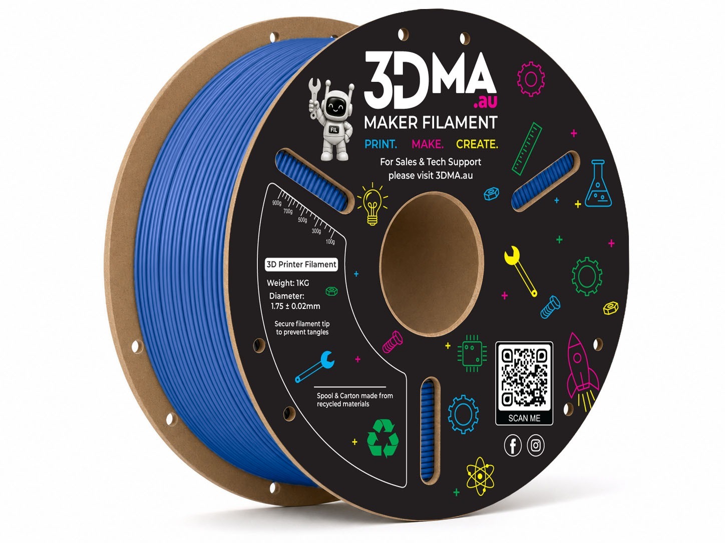 3DMA 3DMA - Ultra TPU-95A High Flow - Blue - 1.75 mm - 1000 g