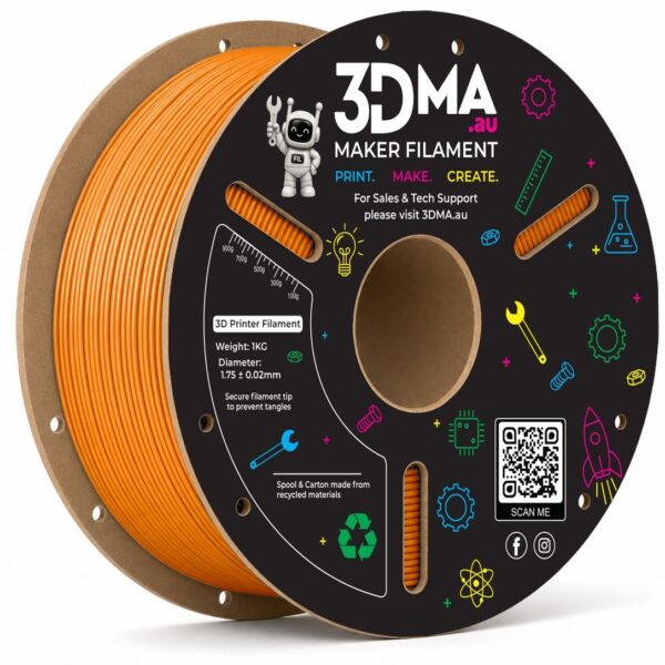 3DMA Ultra TPU-95A High Flow Orange 3D printer filament spool