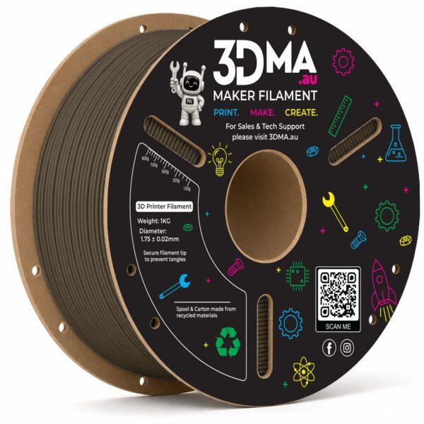 3DMA Wood-Filled PLA Ironbark 3D printer filament spool