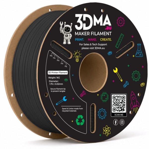 3DMA Matte PETG 3D Printer Filament 1.75mm 1kg - Black