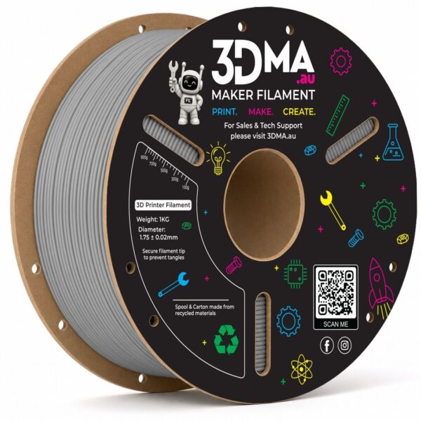 3DMA Matte PETG 3D Printer Filament 1.75mm 1kg - Grey