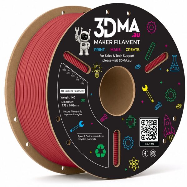 3DMA Matte PETG 3D Printer Filament 1.75mm 1kg - Red