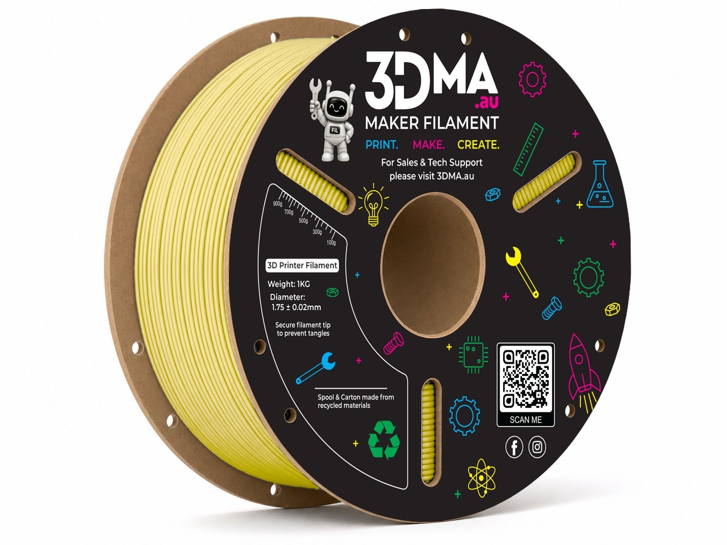 3DMA 3DMA - Matte PETG - Yellow - 1.75 mm - 1000 g