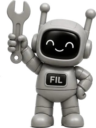 FIL, the 3DMA mascot, holding a spanner